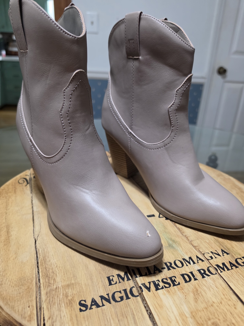 Stylish Taupe Women's Western Ankle Boots - Picture 10 of 12